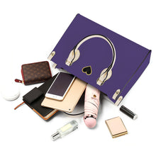 Load image into Gallery viewer, Ti Amo I love you - Exclusive Brand - Violet Crescent - Luxury Womens PU Tote Bag - Cream Straps
