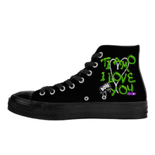 Load image into Gallery viewer, Ti Amo I love you - Exclusive Brand - Hip Hop Logo - High Top Canvas Shoes - Black Soles
