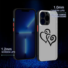 Load image into Gallery viewer, Ti Amo I love you - Exclusive Brand  - Silver - Double Black Heart -  iPhone 13 Matte Back with Soft Texture Edge Case (3 cameras)
