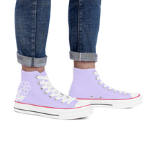 Load image into Gallery viewer, Ti Amo I love you - Exclusive Brand - Lilac - White Daisy - High Top Canvas Shoes - White  Soles
