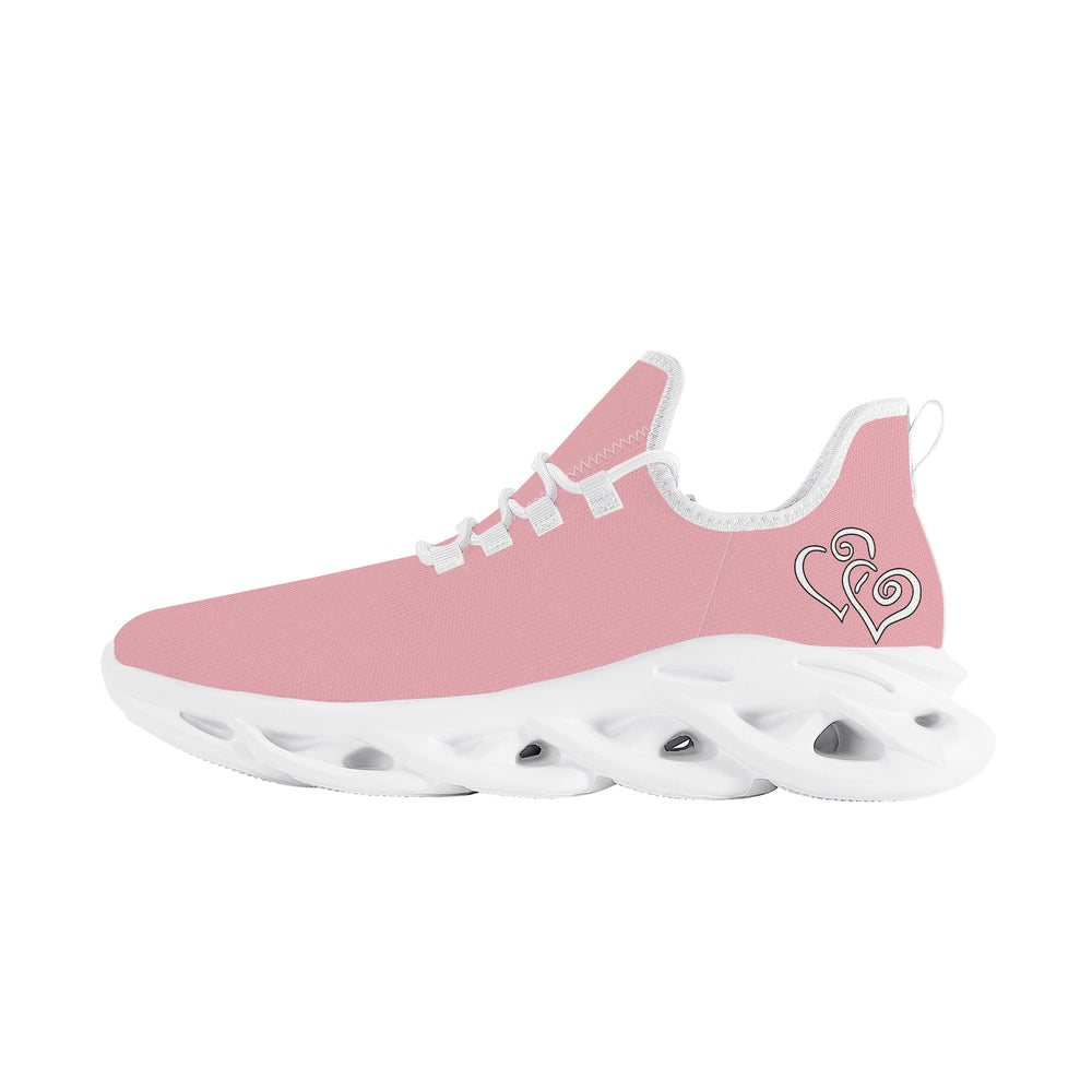 Ti Amo I love you  - Exclusive Brand  - Mandys Pink -Double White Heart - Flex Control Sneaker - White Soles