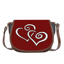 Load image into Gallery viewer, Ti Amo I love you - Exclusive Brand - Dark Burgundy - Double White Heart - Saddle Bag
