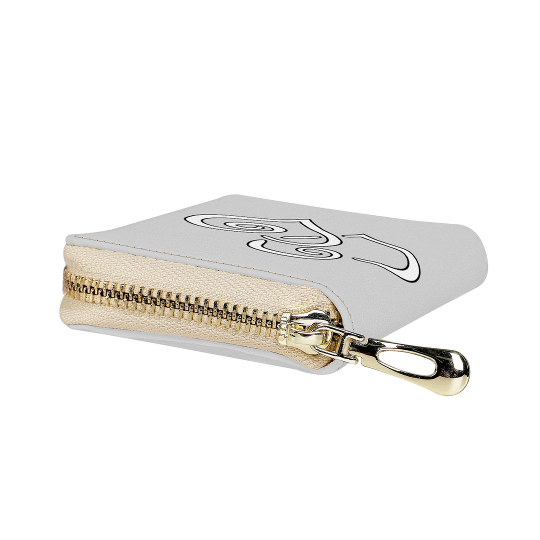 Ti Amo I love you - Exclusive Brand - Alto Gray - Double White Heart - PU Leather - Zipper Card Holder
