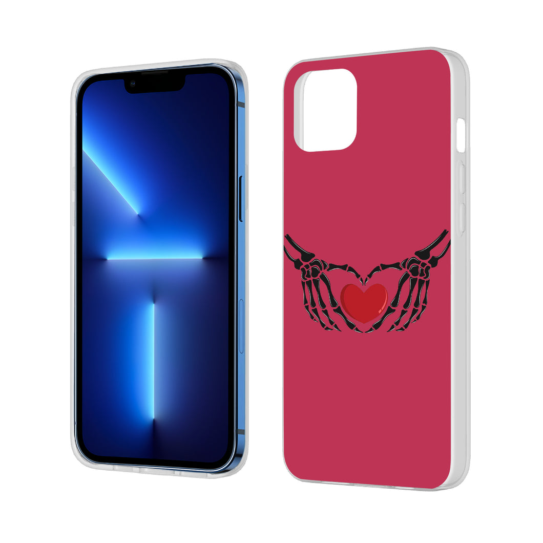 Ti Amo I love you - Exclusive Brand - Viva Magenta - Skeleton Hands with Heart  - iPhone 13 Transparent Case (2 cameras)