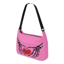 Load image into Gallery viewer, Ti Amo I love you - Exclusive Brand - Persian Pink - Skeleton Heart Hands  -  Journey Computer Shoulder Bag
