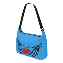 Load image into Gallery viewer, Ti Amo I love you - Exclusive Brand - Picton Blue 2- Skeleton Heart Hands  -  Journey Computer Shoulder Bag
