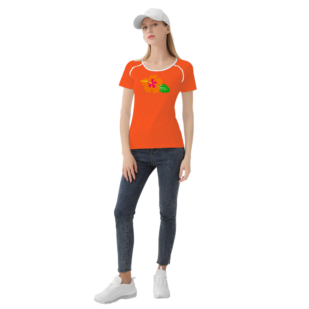 Ti Amo I love you - Exclusive Brand - Orange - Hawaiian Flower - Women's T shirt - Sizes XS-2XL