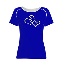 Load image into Gallery viewer, TI Amo I love you - Exclusive Brand - Royal Blue - Double White Heart - Women&#39;s T shirt
