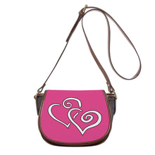 Load image into Gallery viewer, Ti Amo I love you - Exclusive Brand - Raspberry Rose - Double White Heart - Saddle Bag
