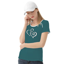 Load image into Gallery viewer, TI Amo I love you - Exclusive Brand - Casal - Double White Heart - Women&#39;s T shirt
