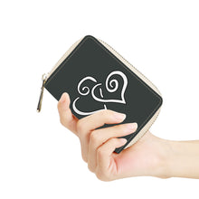 Load image into Gallery viewer, Ti Amo I love you - Exclusive Brand - Lol Black - Double White Heart - PU Leather - Zipper Card Holder
