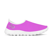 Load image into Gallery viewer, Ti Amo I love you - Exclusive Brand - Deep Lavender Magenta - Double White Heart - Women&#39;s Mesh Running Shoes - White Soles
