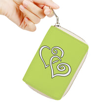 Load image into Gallery viewer, Ti Amo I love you - Exclusive Brand - Yellow Green - Double White Heart - PU Leather - Zipper Card Holder
