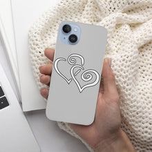 Load image into Gallery viewer, Ti Amo I love you - Exclusive Brand - Silver - Double White Heart - iPhone 14 Transparent Acrylic Case (2 cameras)
