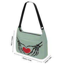 Load image into Gallery viewer, Ti Amo I love you - Exclusive Brand - Summer Green - Skeleton Heart Hands  -  Journey Computer Shoulder Bag
