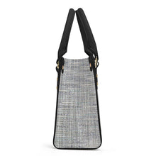 Load image into Gallery viewer, Ti Amo I love you - Exclusive Brand - Silver Chalice Tweed - Luxury Womens PU Tote Bag - Black Straps
