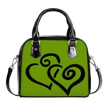 Load image into Gallery viewer, Ti Amo I love you - Exclusive Brand - Dark Limeade - Double Black Heart -  Shoulder Handbag
