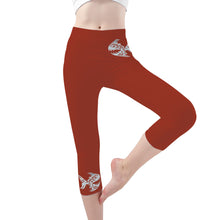 Load image into Gallery viewer, Ti Amo I love you -  Exclusive Brand - Brick Red 2 - Womens / Teen Girls  / Womens Plus Size  - Angry Fish - Capri Yoga Leggings
