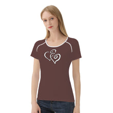 Load image into Gallery viewer, TI Amo I love you - Exclusive Brand - Rose Ebony  - Double White Heart - Women&#39;s T shirt
