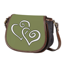 Load image into Gallery viewer, Ti Amo I love you - Exclusive Brand - Hazel Green - Double White Heart - Saddle Bag
