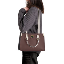 Load image into Gallery viewer, Ti Amo I love you - Exclusive Brand - Rose Ebony - Luxury Womens PU Tote Bag - Cream Straps
