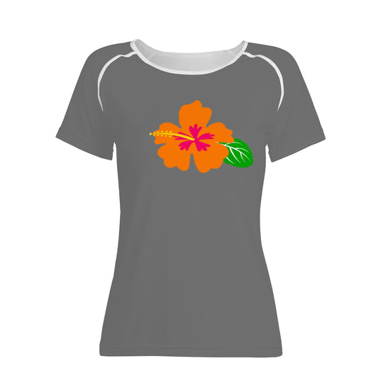 Ti Amo I love you - Exclusive Brand - Dove Gray - Hawaiian Flower - Women's T shirt - Sizes XS-2XL