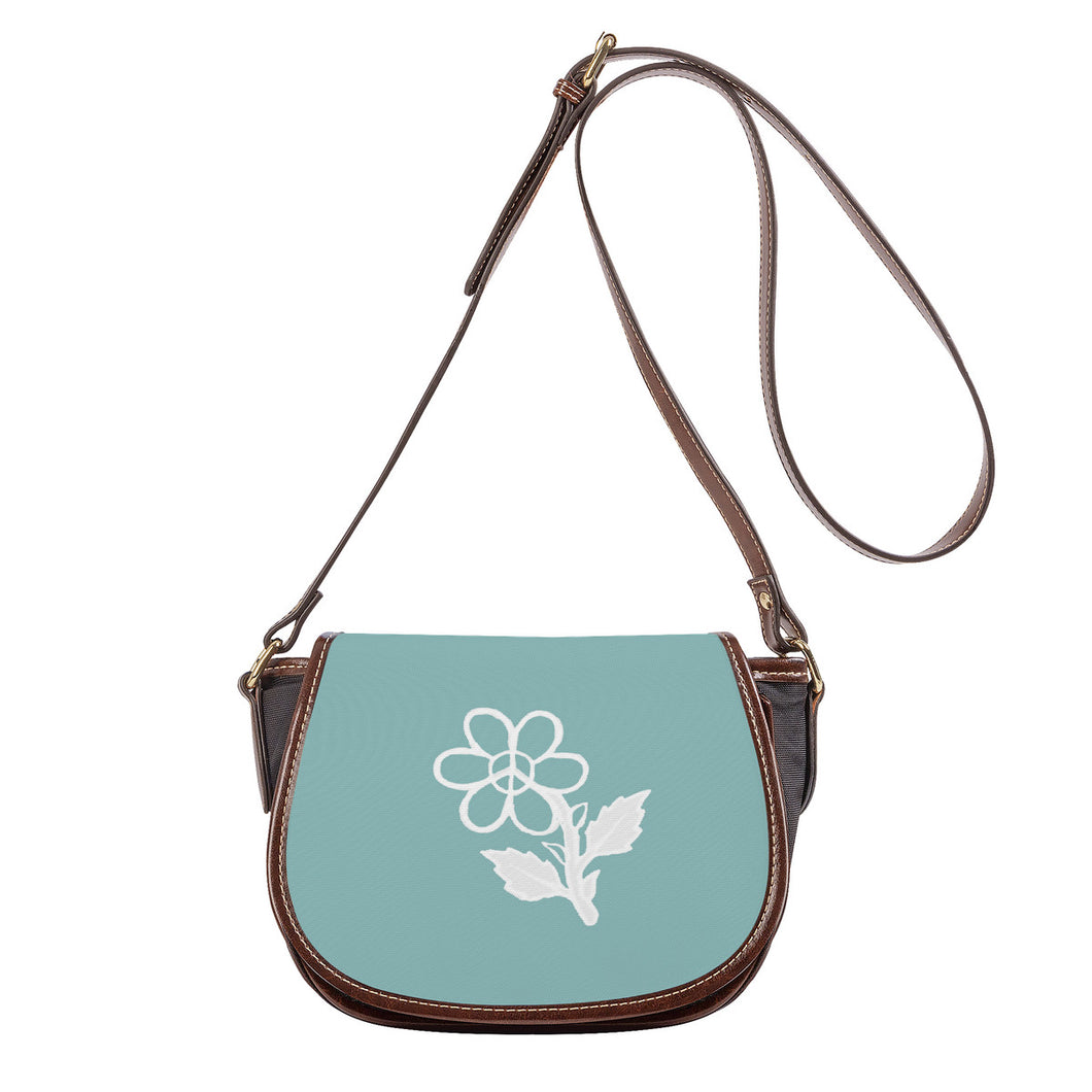 Ti Amo I love you - Exclusive Brand - Shadow Green 2 - White Daisy - Saddle Bag