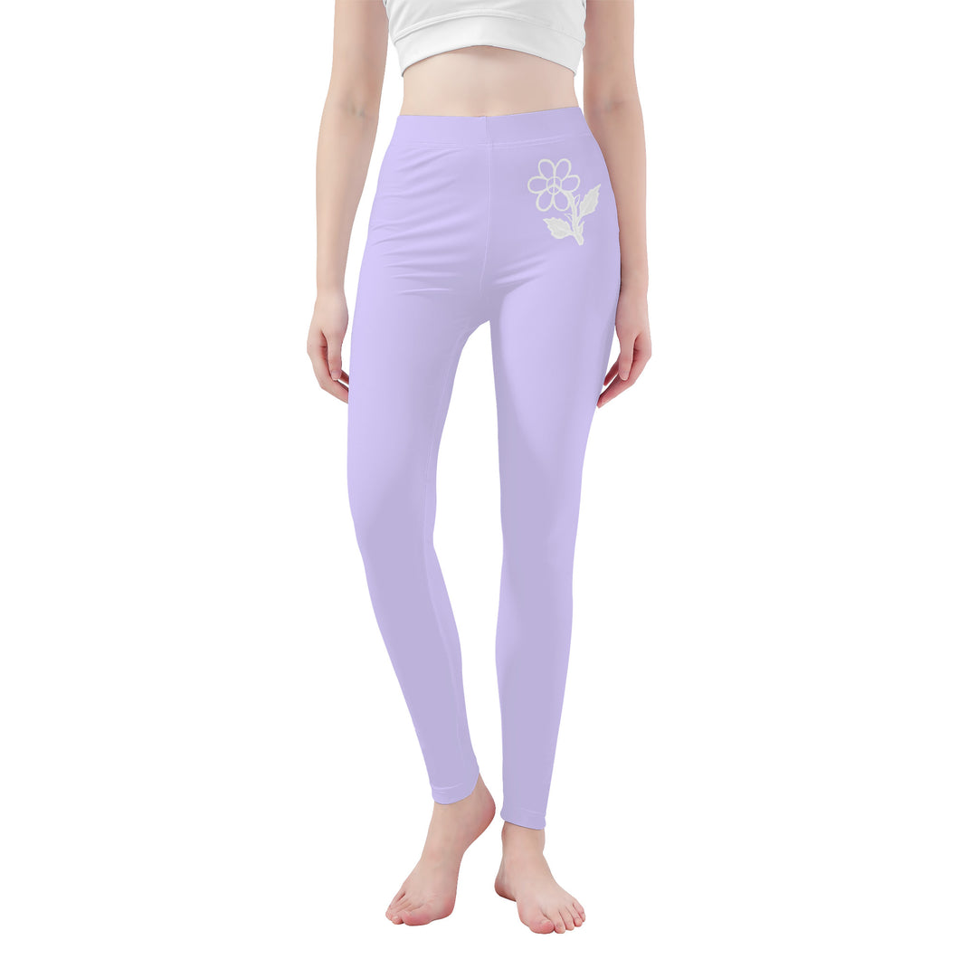 Ti Amo I love you - Exclusive Brand  - Lilac - White Daisy -  Yoga Leggings