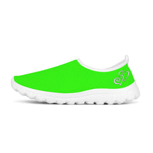 Load image into Gallery viewer, Ti Amo I love you - Exclusive Brand - Florescent Green - Double White Heart - Women&#39;s Mesh Running Shoes - White Soles
