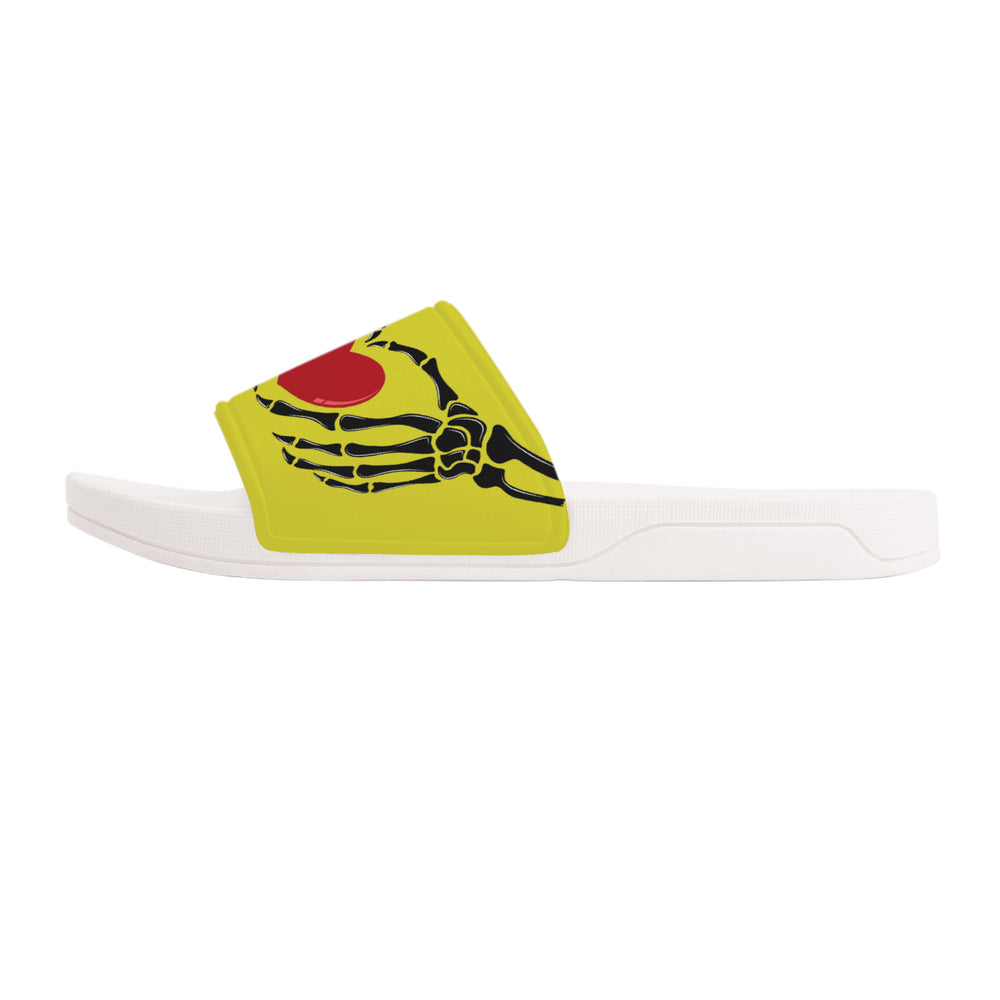 Ti Amo I love you - Exclusive Brand - Pear Yellow - Skeleton Hands with Heart -  Slide Sandals - White Soles