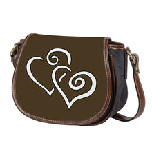 Load image into Gallery viewer, Ti Amo I love you - Exclusive Brand - Cafe Noir - Double White Heart - Saddle Bag
