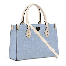 Load image into Gallery viewer, Ti Amo I love you - Exclusive Brand - Cloudy Blue Denim - Luxury Womens PU Tote Bag - Cream Straps
