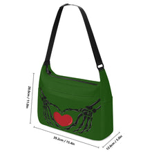 Load image into Gallery viewer, Ti Amo I love you - Exclusive Brand - Green House - Skeleton Heart Hands  -  Journey Computer Shoulder Bag
