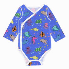 Load image into Gallery viewer, Ti Amo I love you - Exclusive Brand - Neon Blue - Sea Creatures -  Baby Long-Sleeve Bodysuit
