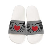 Load image into Gallery viewer, Ti Amo I love you - Exclusive Brand - Philippine Gray - Skeleton Hands with Heart -  Slide Sandals - White Soles
