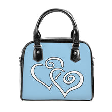 Load image into Gallery viewer, Ti Amo I love you - Exclusive Brand - Jeans Blue  - Double White Heart - Shoulder Handbag
