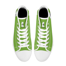 Load image into Gallery viewer, Ti Amo I love you  - Exclusive Brand - Green Onion - Talk to the Paw -  High-Top Canvas Shoes - White
