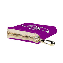 Load image into Gallery viewer, Ti Amo I love you - Exclusive Brand - Mardi Gras - Double White Heart - PU Leather - Zipper Card Holder
