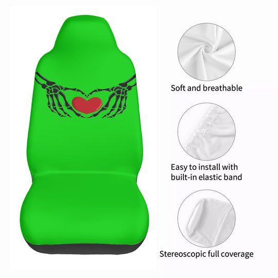 Ti Amo I love you - Exclusive Brand - Malachite - Skeleton Hands with Hearts  - New Car Seat Covers (Double)
