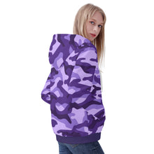 Load image into Gallery viewer, Ti Amo I love you - Exclusive Brand  - Minsk, Grape 2, Mauve 2, Fushia Blue &amp; Jacarta Camouflage - Women&#39;s Zip Hoodie
