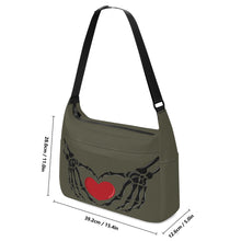 Load image into Gallery viewer, Ti Amo I love you - Exclusive Brand - Fuscous Gray - Skeleton Heart Hands  -  Journey Computer Shoulder Bag
