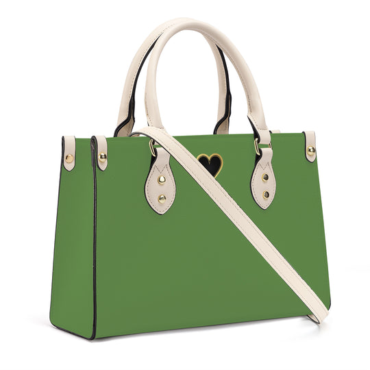 Ti Amo I love you - Exclusive Brand - Hippie Green - Luxury Womens PU Tote Bag - Cream Straps