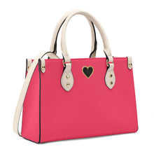 Load image into Gallery viewer, Ti Amo I love you - Exclusive Brand - Radical Red - Luxury Womens PU Tote Bag - Cream Straps
