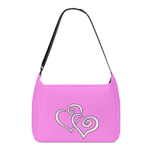 Load image into Gallery viewer, Ti Amo I love you - Exclusive Brand  - Light Fushia Pink - Double White Heart - Journey Computer Shoulder Bag
