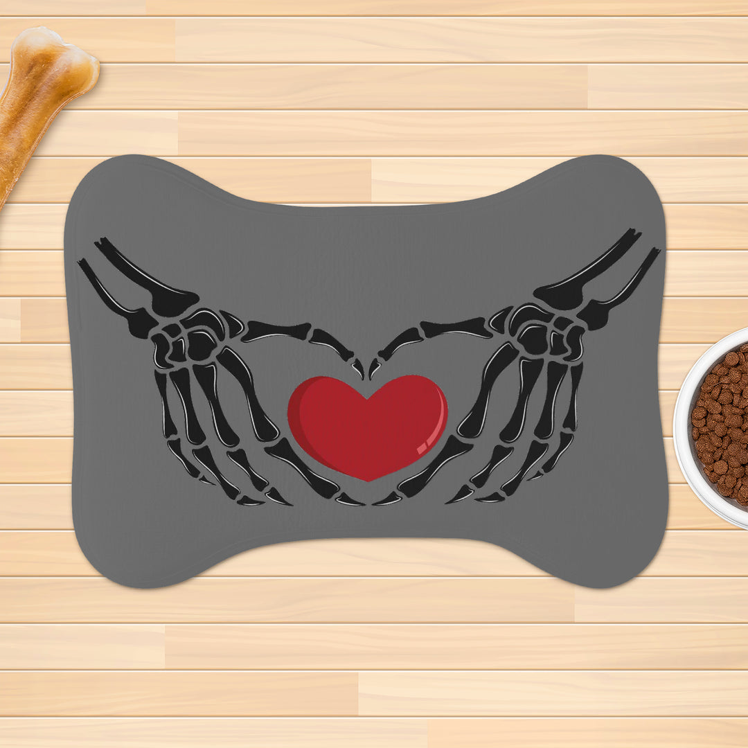Ti Amo I love you - Exclusive Brand - Dove Gray - Skeleton Hands with Heart  - Big Paws Pet Rug