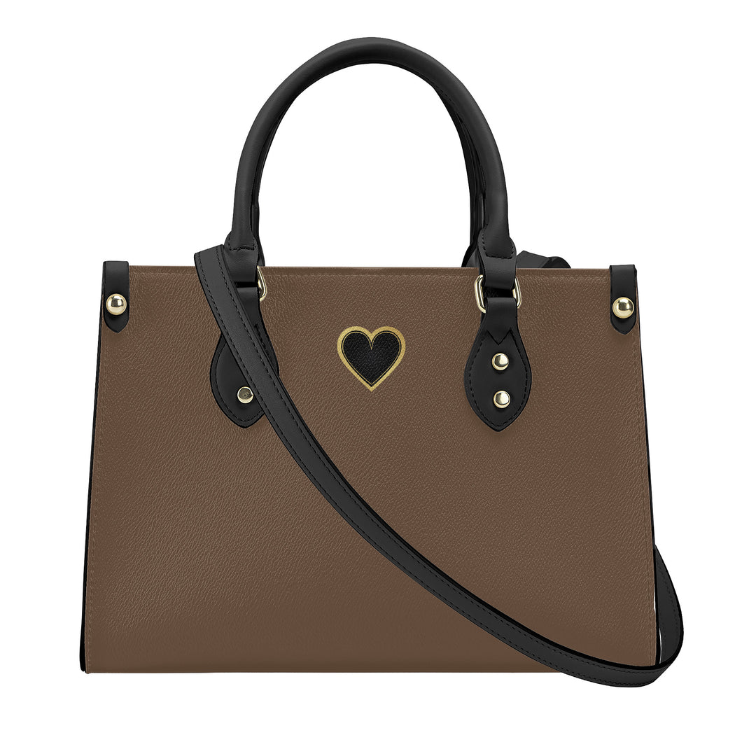 Ti Amo I love you - Exclusive Brand - Tobacco Brown 2 - Luxury Womens PU Tote Bag - Black Straps