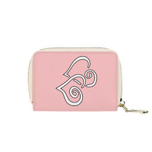 Load image into Gallery viewer, Ti Amo I love you - Exclusive Brand - Your Pink 2 - Double White Heart - PU Leather - Zipper Card Holder
