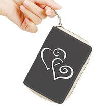 Load image into Gallery viewer, Ti Amo I love you - Exclusive Brand - Basalt Gray - Double White Heart - Zipper Card Holder
