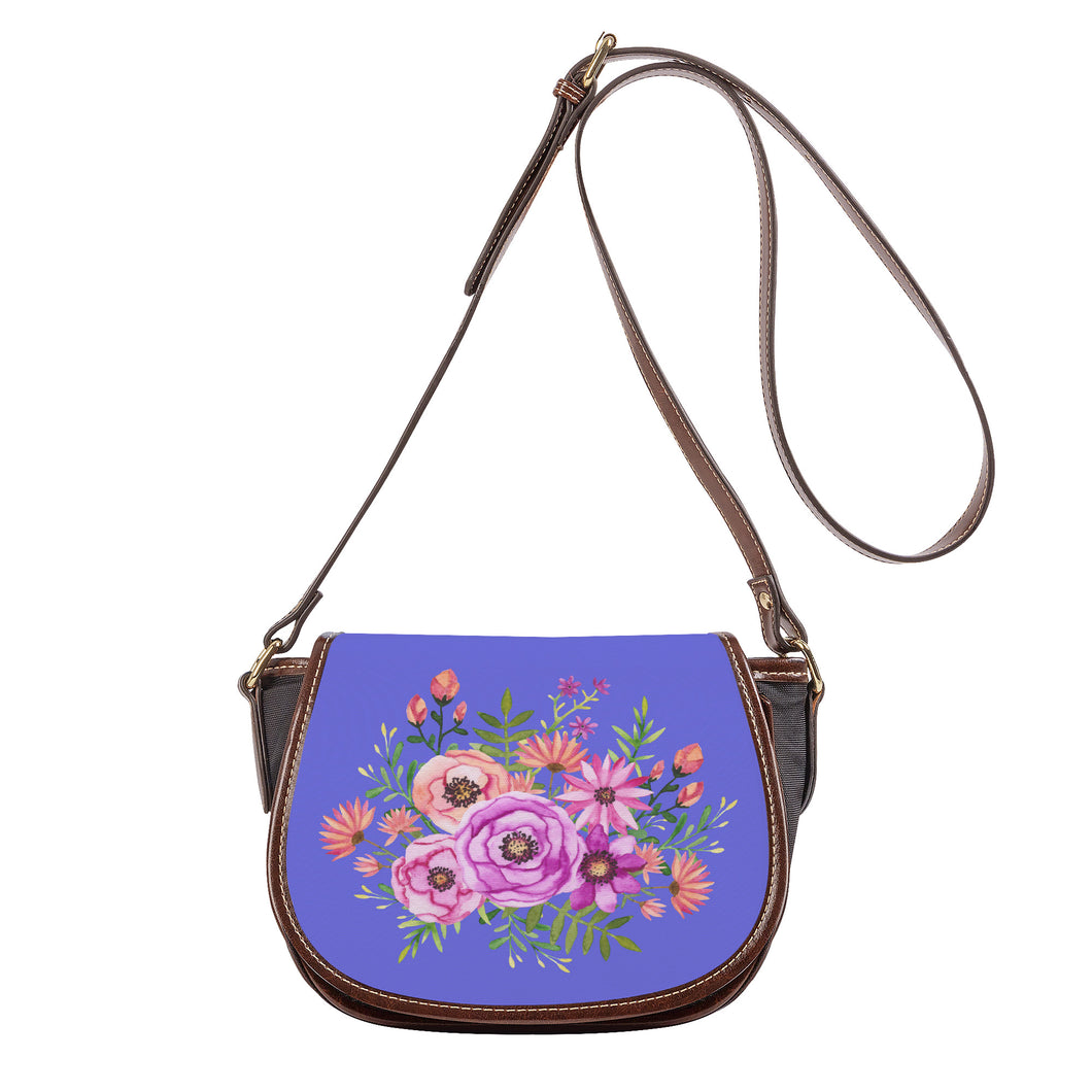 Ti Amo I love you - Exclusive Brand - Medium Purple - Floral Bouquet - Saddle Bag