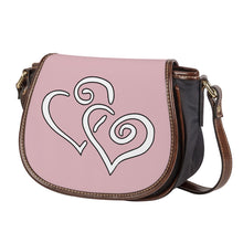 Load image into Gallery viewer, Ti Amo I love you - Exclusive Brand - Pinkish Grey - Double White Heart - Saddle Bag
